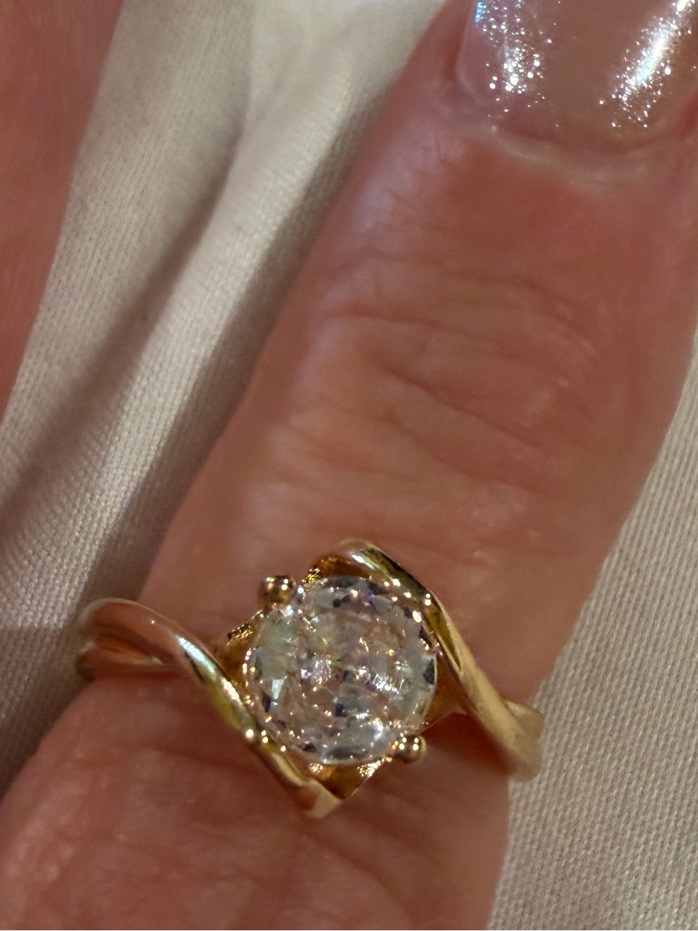 Classic Heart Shaped Solitaire Gold Plated Ring with Clear Gemstone